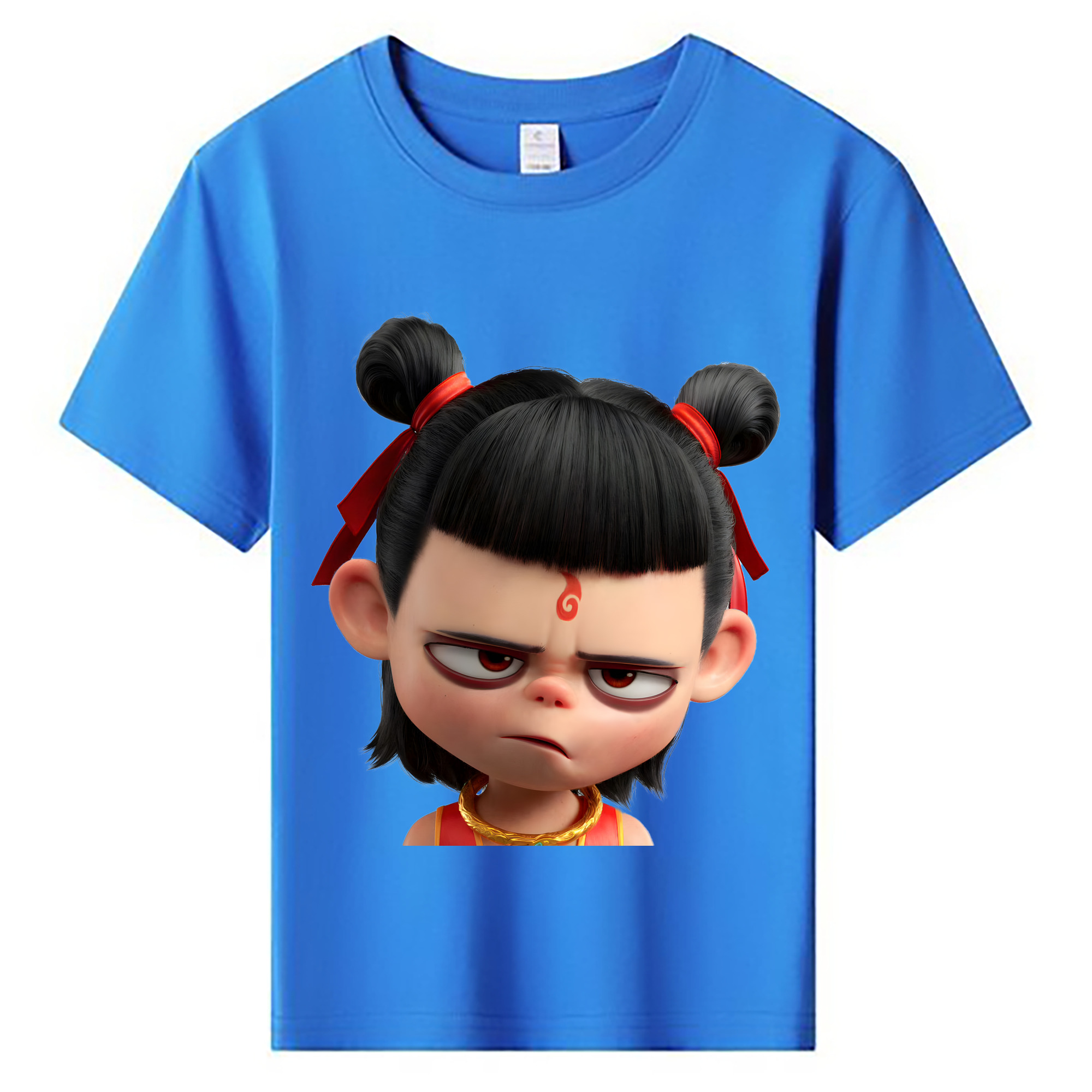 （画像用） Ne Zha 2 ナタ 魔童の大暴れ 綿100％キッズTシャツ（フロントプリント）